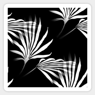 Tropical Palm Fronds Leaf Print Black and White Sticker